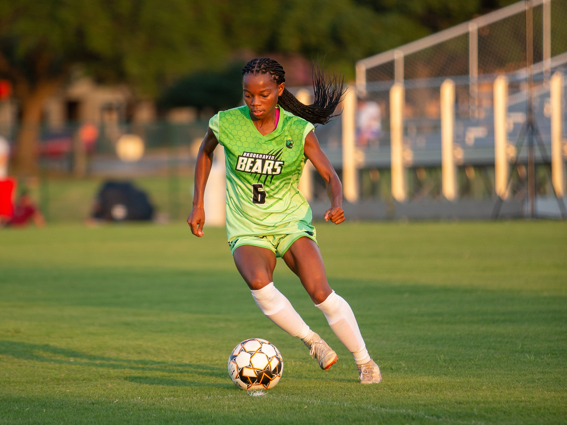 Dallas College Brookhaven's Kenya Reynolds had a hat trick in the No. 1-ranked Bears 9-0 win over Dallas College Eastfield Tuesday. 
